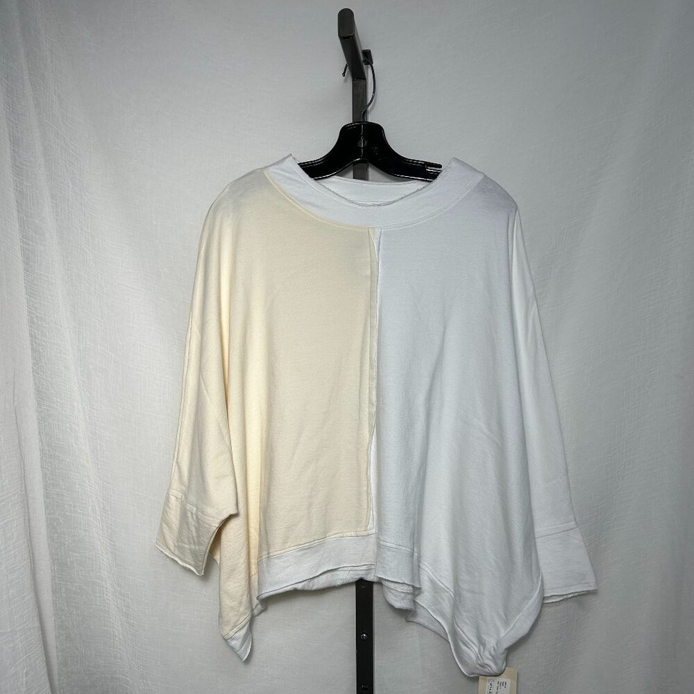 NWT Planet by Lauren G Dual-Tone Cream and White Casual‎ Top Women's Size S